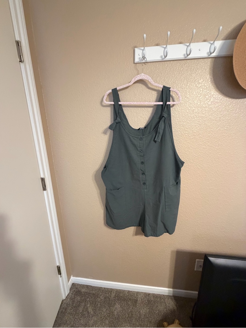 BloomChic Olive Tie-Shoulder Button Front Tank